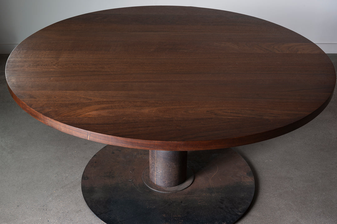 French 1960s round brutalist dining table