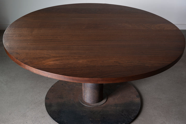French 1960s round brutalist dining table