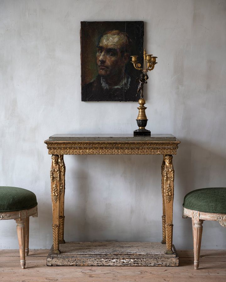 Gustavian Gilt Wood Console Table