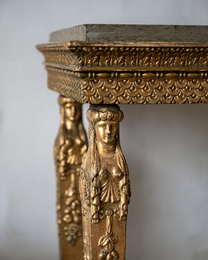Gustavian Gilt Wood Console Table