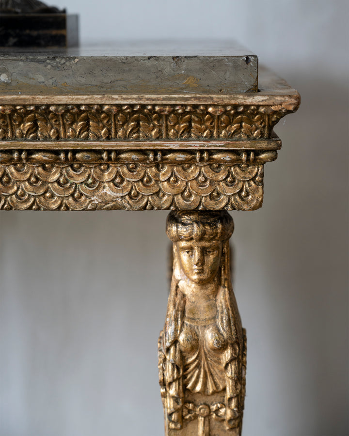 Gustavian Gilt Wood Console Table