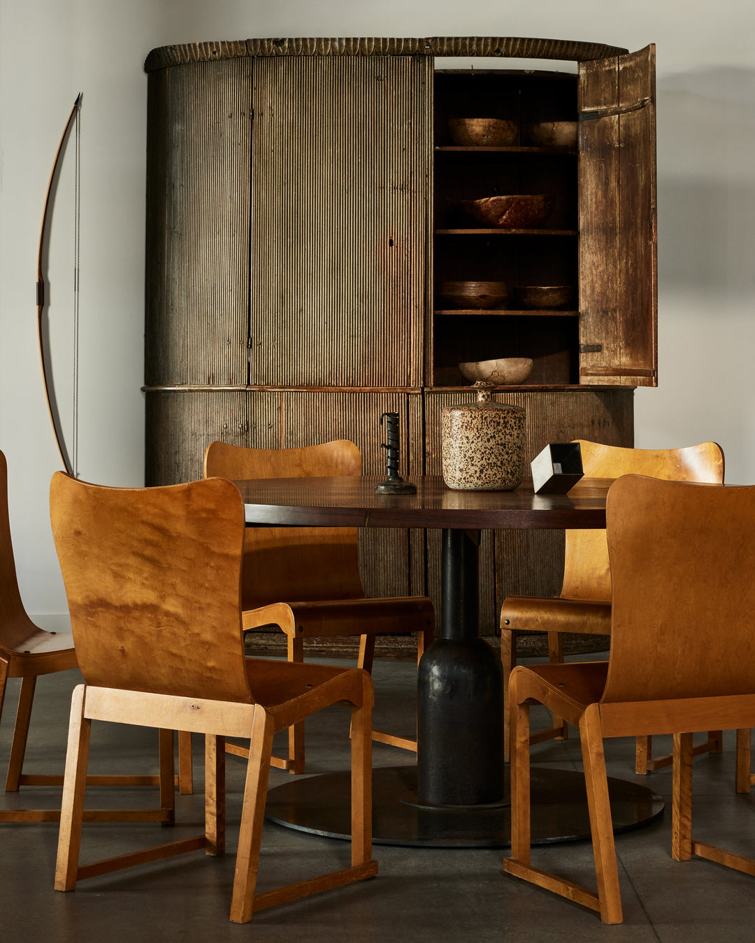French 1960s round brutalist dining table