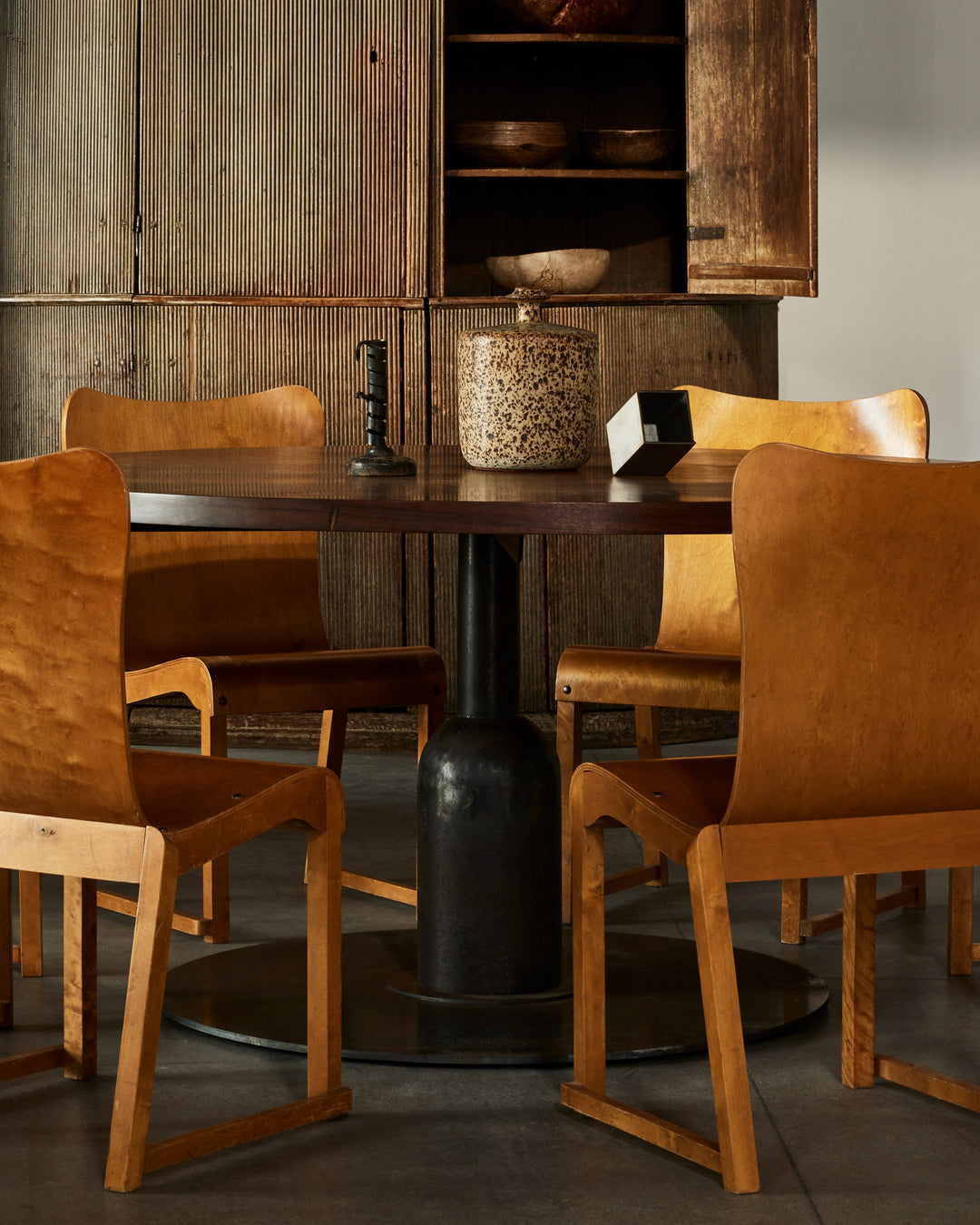 French 1960s round brutalist dining table