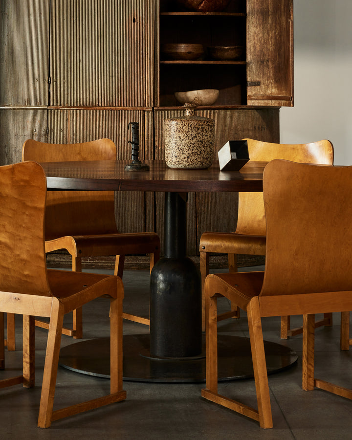 French 1960s round brutalist dining table