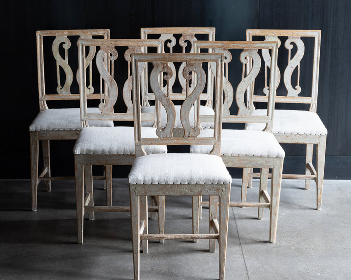 Set of six Gustavian dining chairs