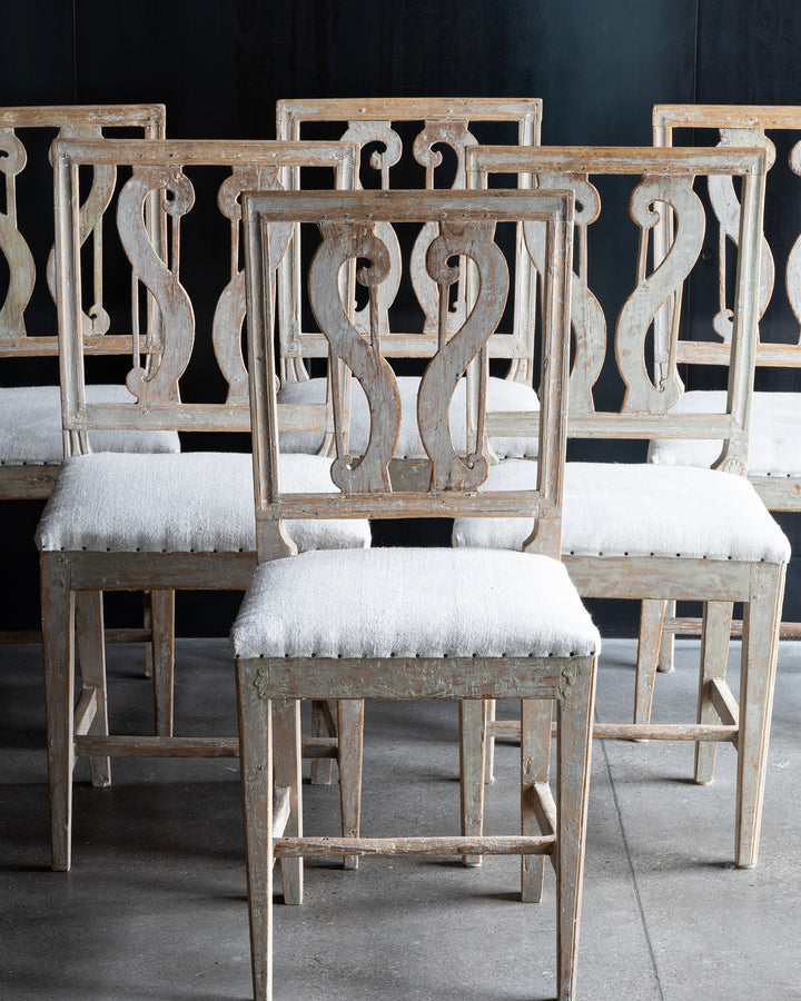 Set of six Gustavian dining chairs