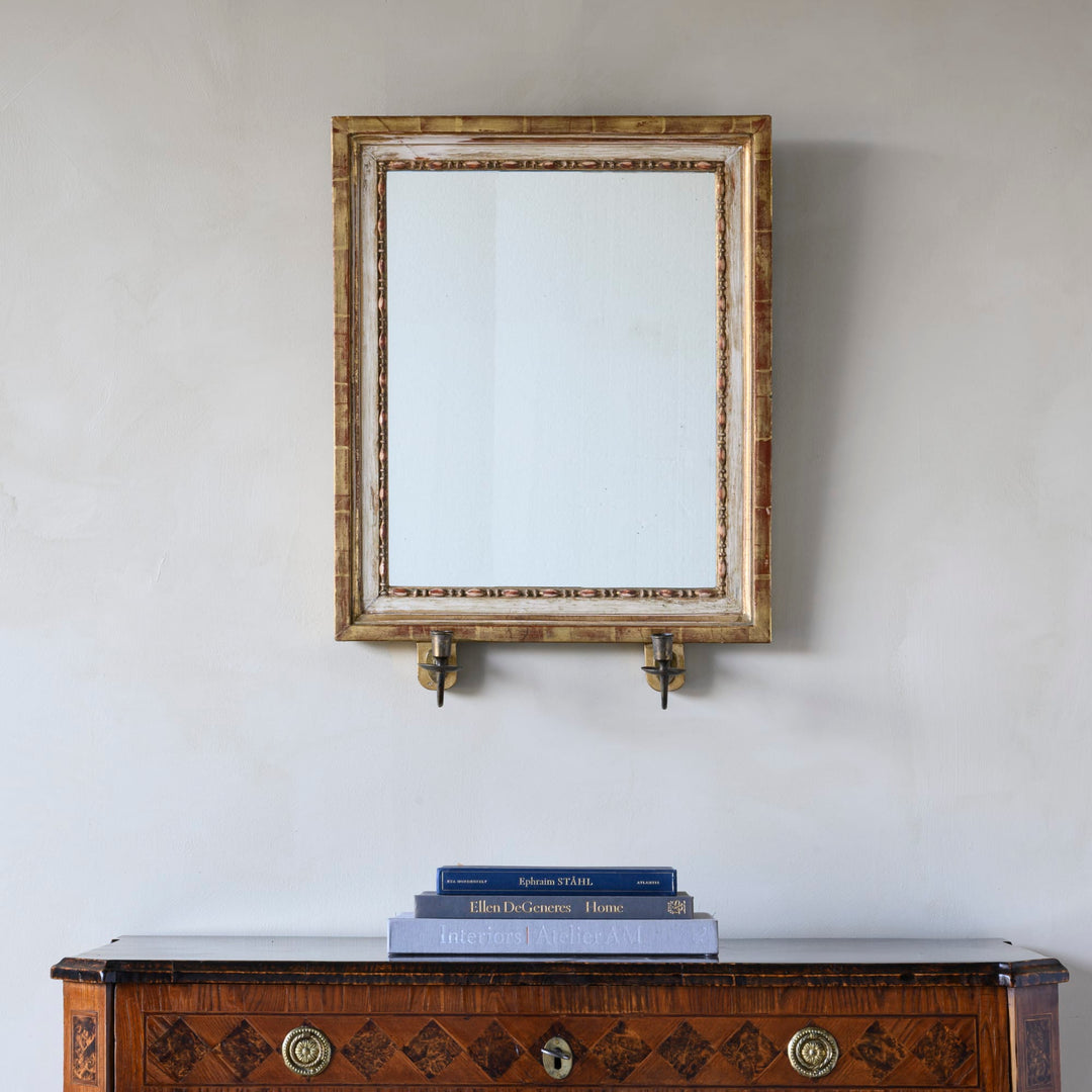 Gustavian mirror scone with two candleholders