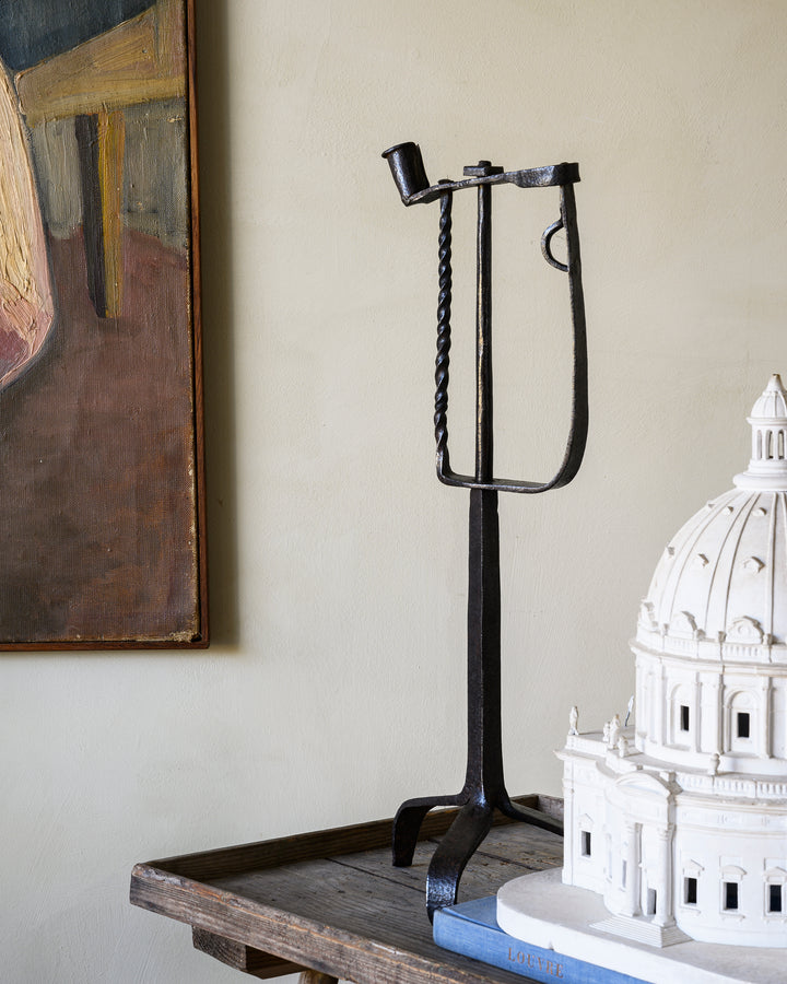 Wrought iron tripod candle holder