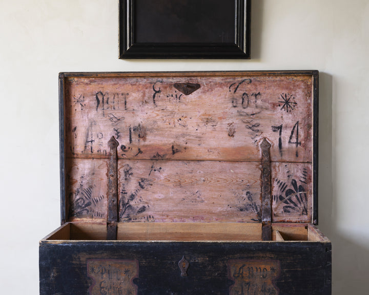 Swedish flat topped dowry chest