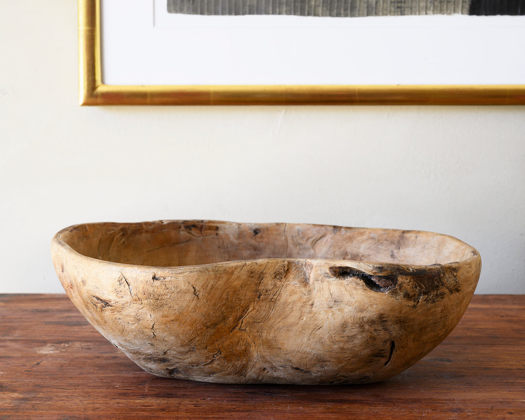 folk art root wood bowl
