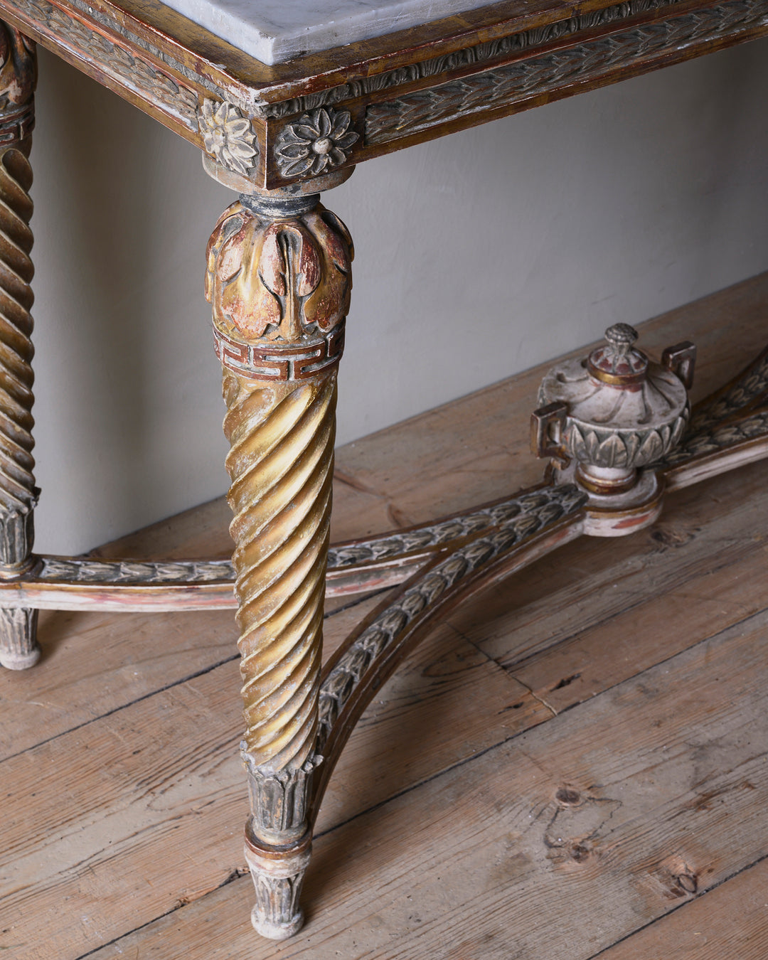 Gustavian gilt wood console table