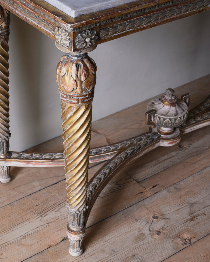 Gustavian gilt wood console table