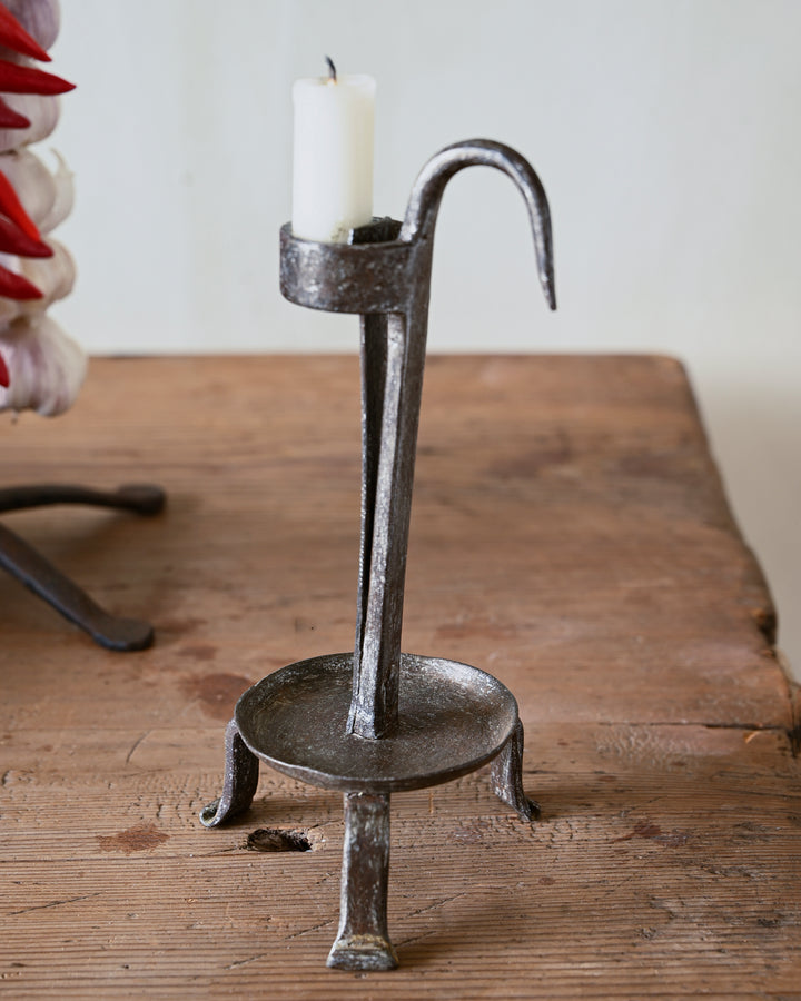 folk art wrought iron candlestick