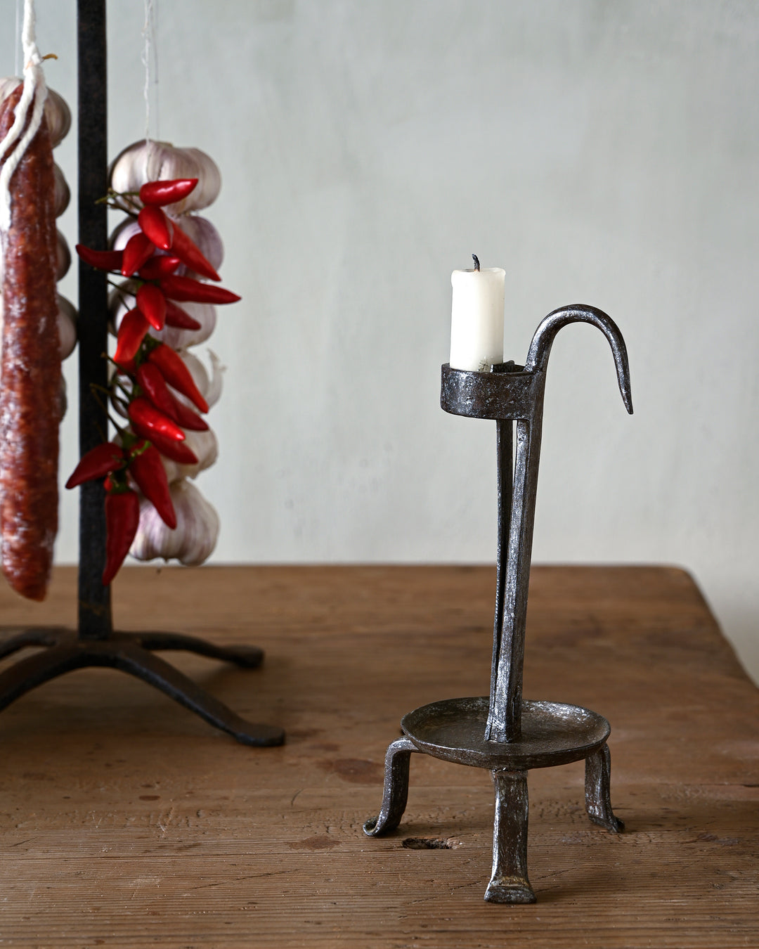 folk art wrought iron candlestick