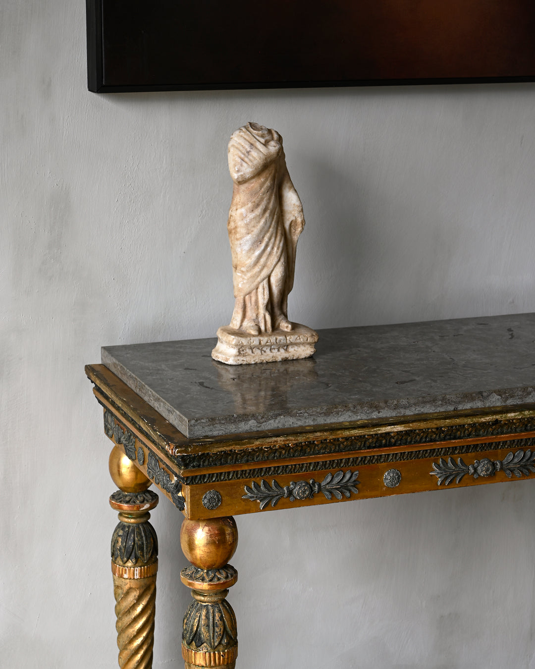 Gustavian gilt wood console table
