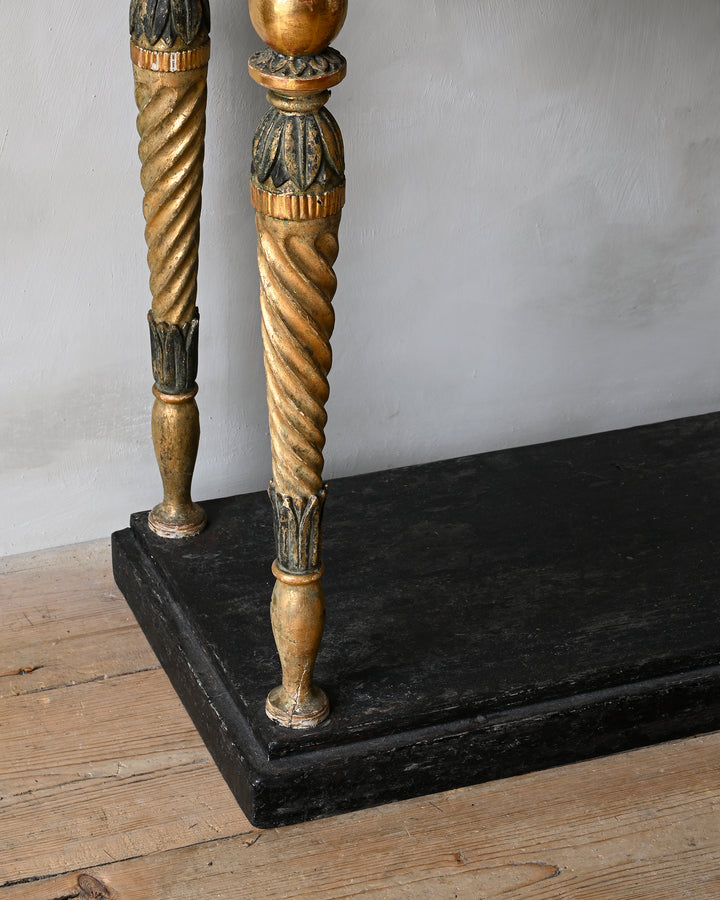 Gustavian gilt wood console table