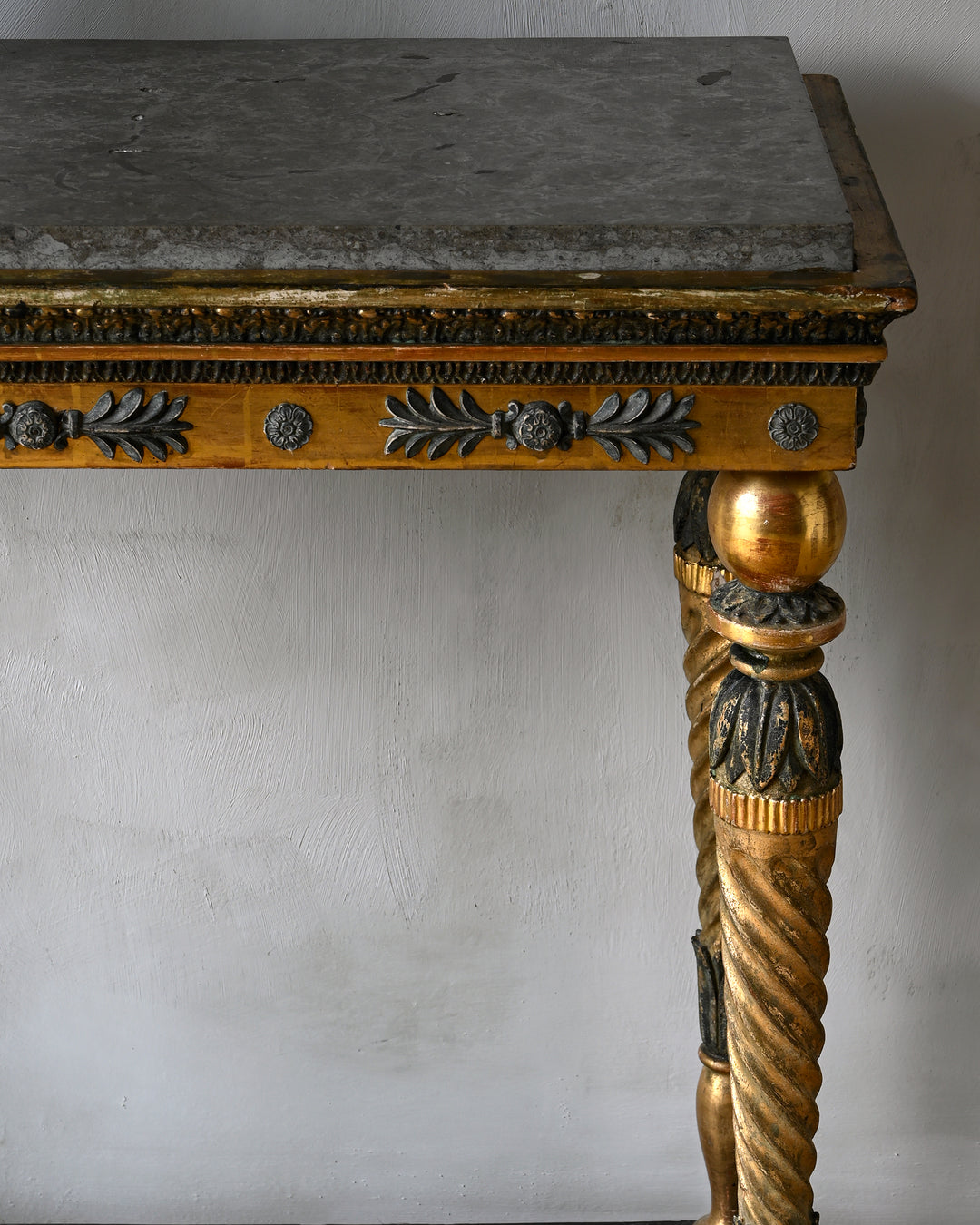 Gustavian gilt wood console table