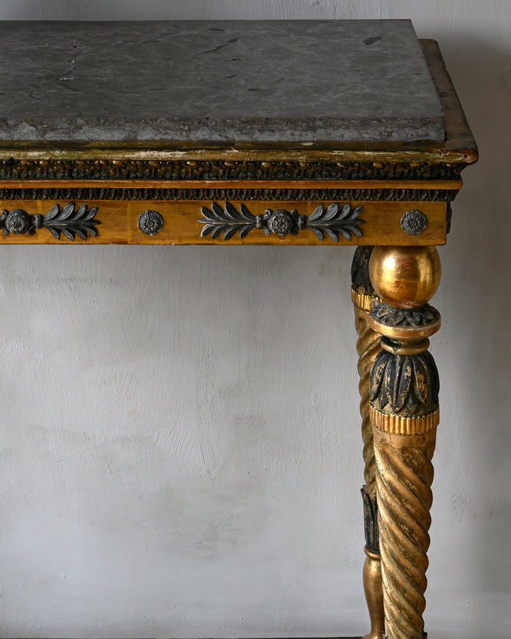 Gustavian gilt wood console table