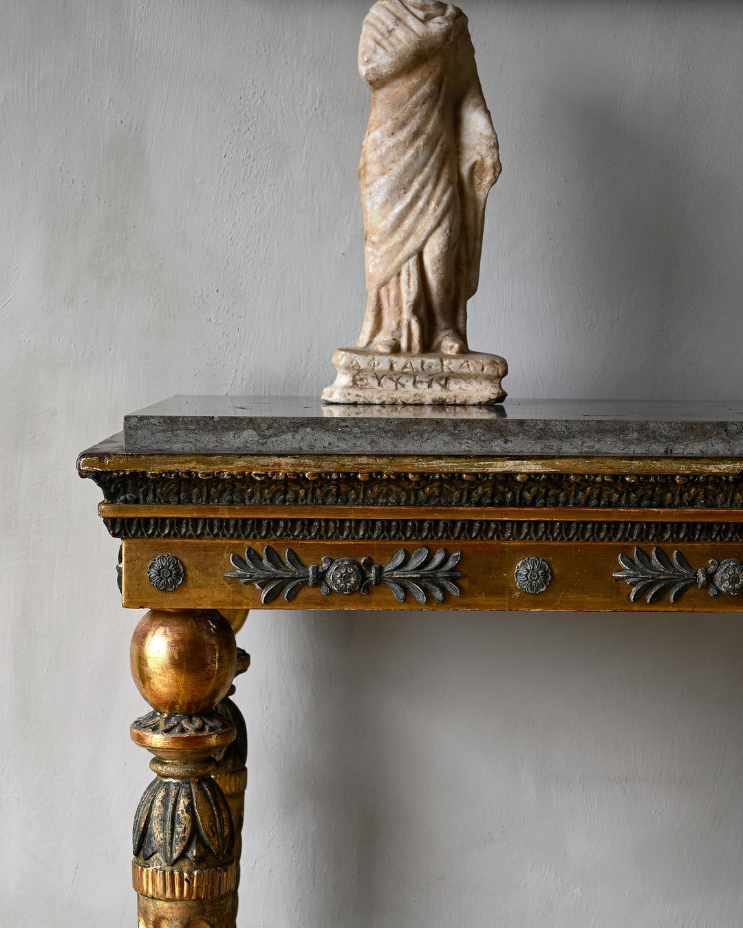 Gustavian gilt wood console table